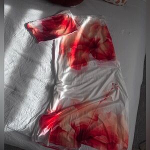 Floral Red and White two piece Dress